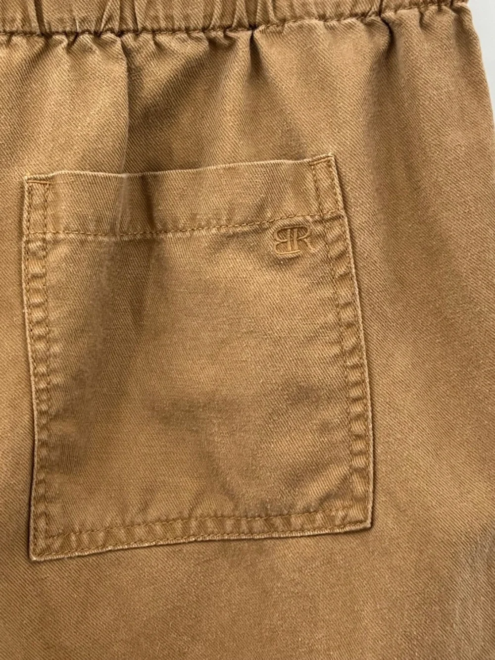 Banana Republic Sz M Brown/Tan Linen Blend Elastic Waist Pull On Cropped Pants